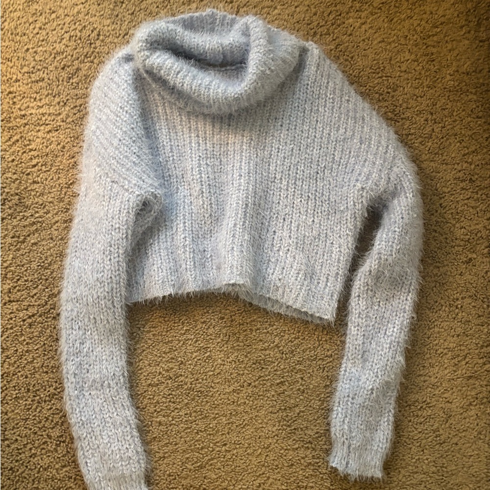 Cozy Light Blue Turtleneck Sweater